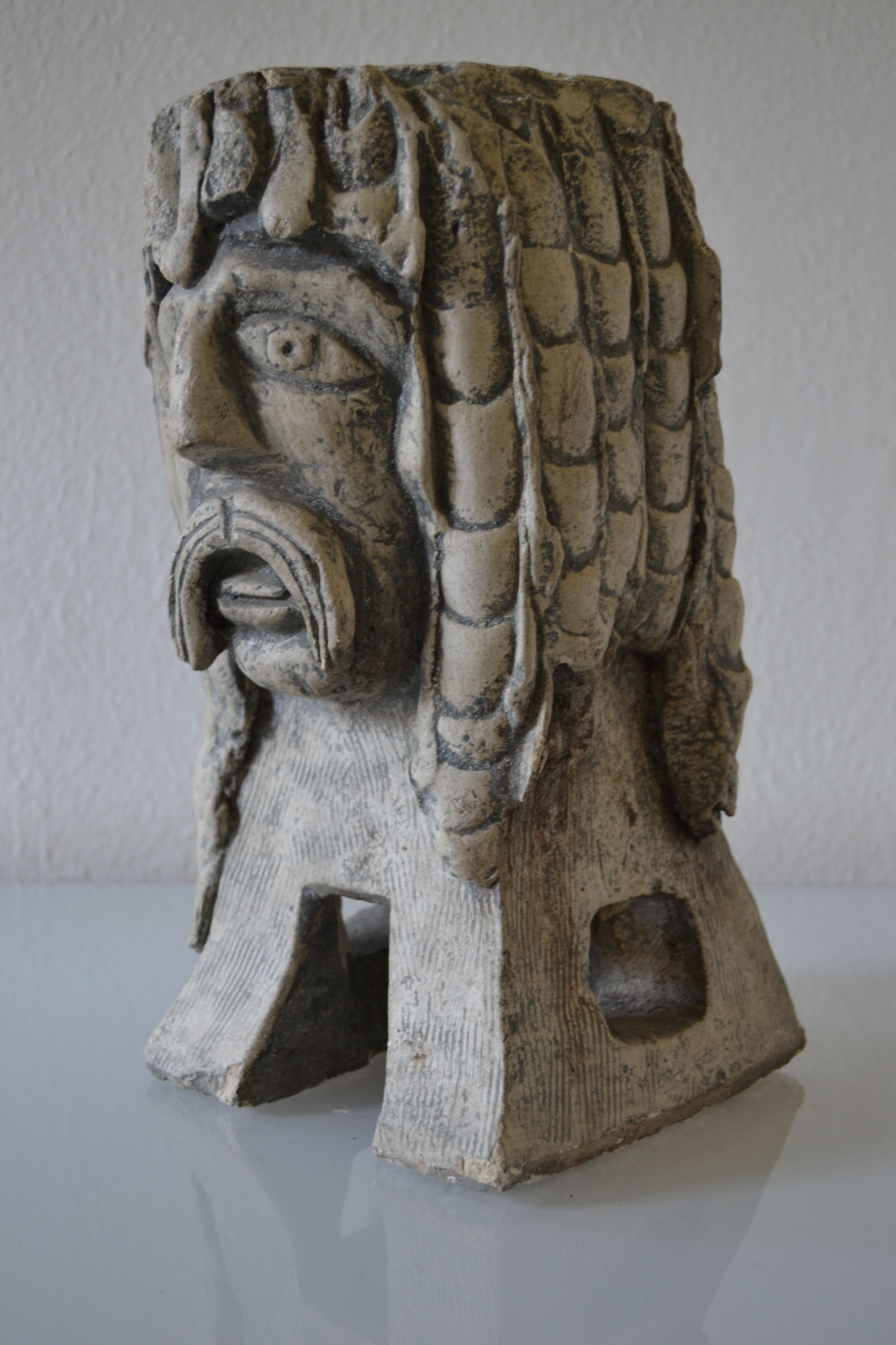 Lamp sculpture gallish head signed Mazoyer 1977