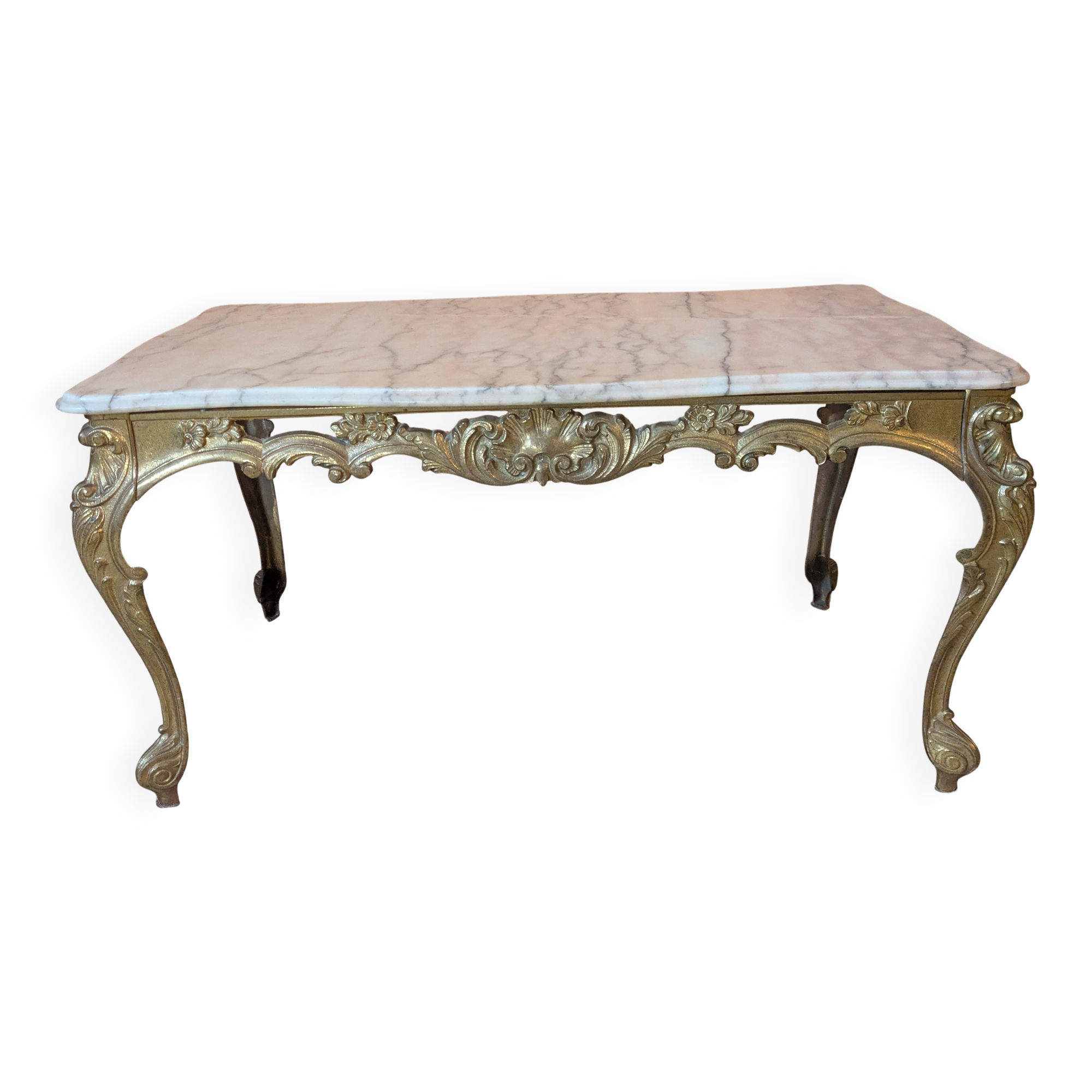 Coffee table in brass and alabaster