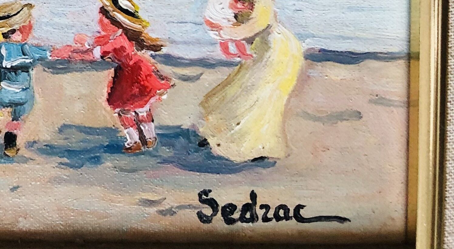 Table: Oil on canvas - lively beach landscape