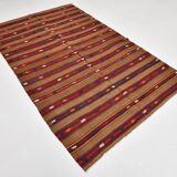 Pinstriped Pattern Red Brown Vintage Kilim Rug, 154x246Cm
