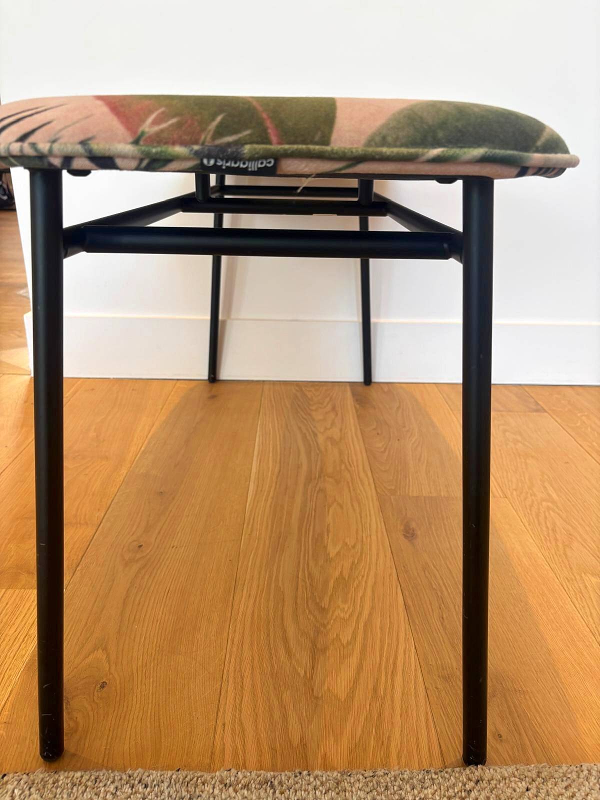 Calligaris bench in tropical patterned fabric