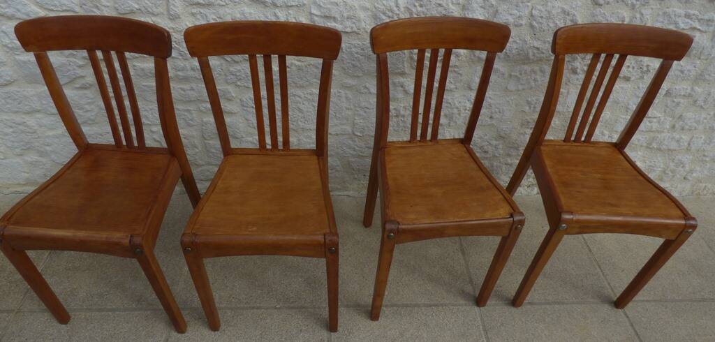4 chaises bistrot en bois de marque stella