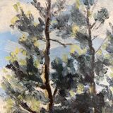 Landscape with poppies, oil on panel, Henry d'Avesnes (1907-1999)