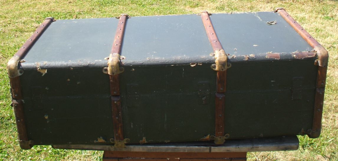Green vintage travel trunk