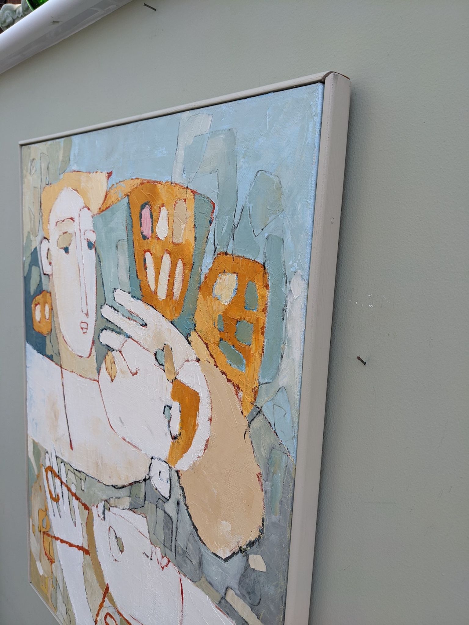 1998 "The Trio" Modernist Style Swedish Expressionist Portrait Oil Painting, Framed