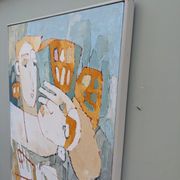 1998 "The Trio" Modernist Style Swedish Expressionist Portrait Oil Painting, Framed