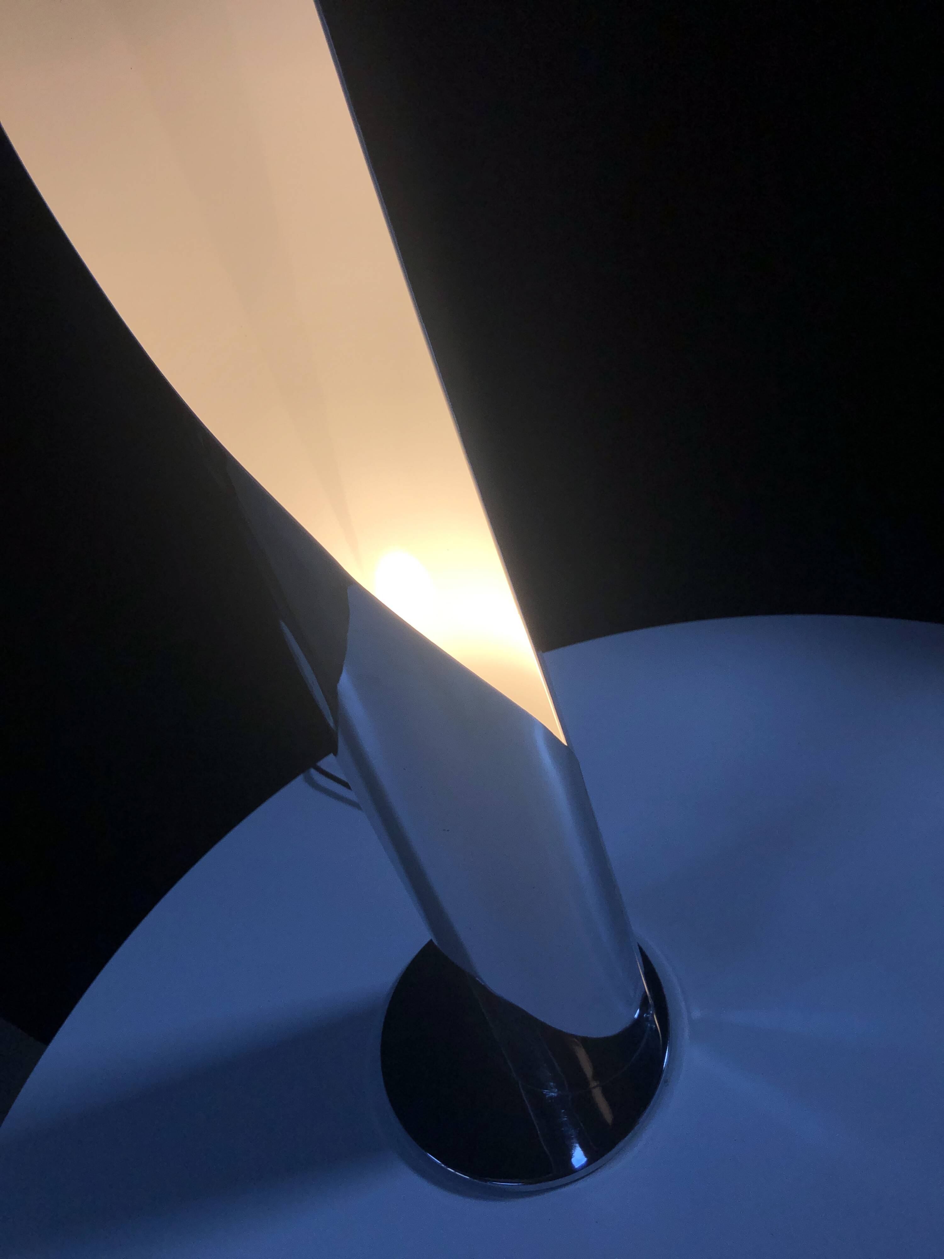 Vintage Floor Lamp • Flame • Stainless Steel • Space Age • 1970