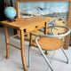 Bureau enfant Baumann en bois et chaise Hitier vintage