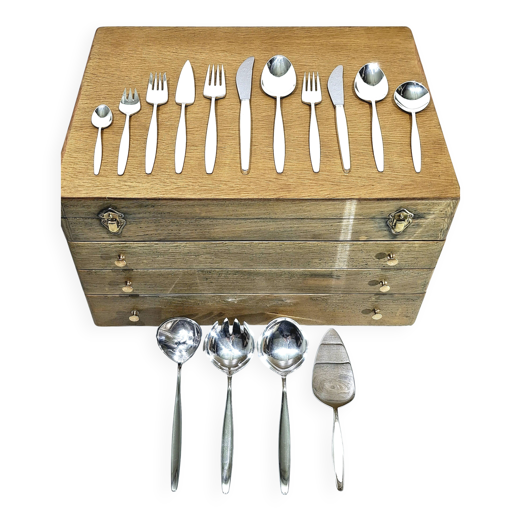 Georg jensen cutlery - cypress model - 133 pieces, sterling silver