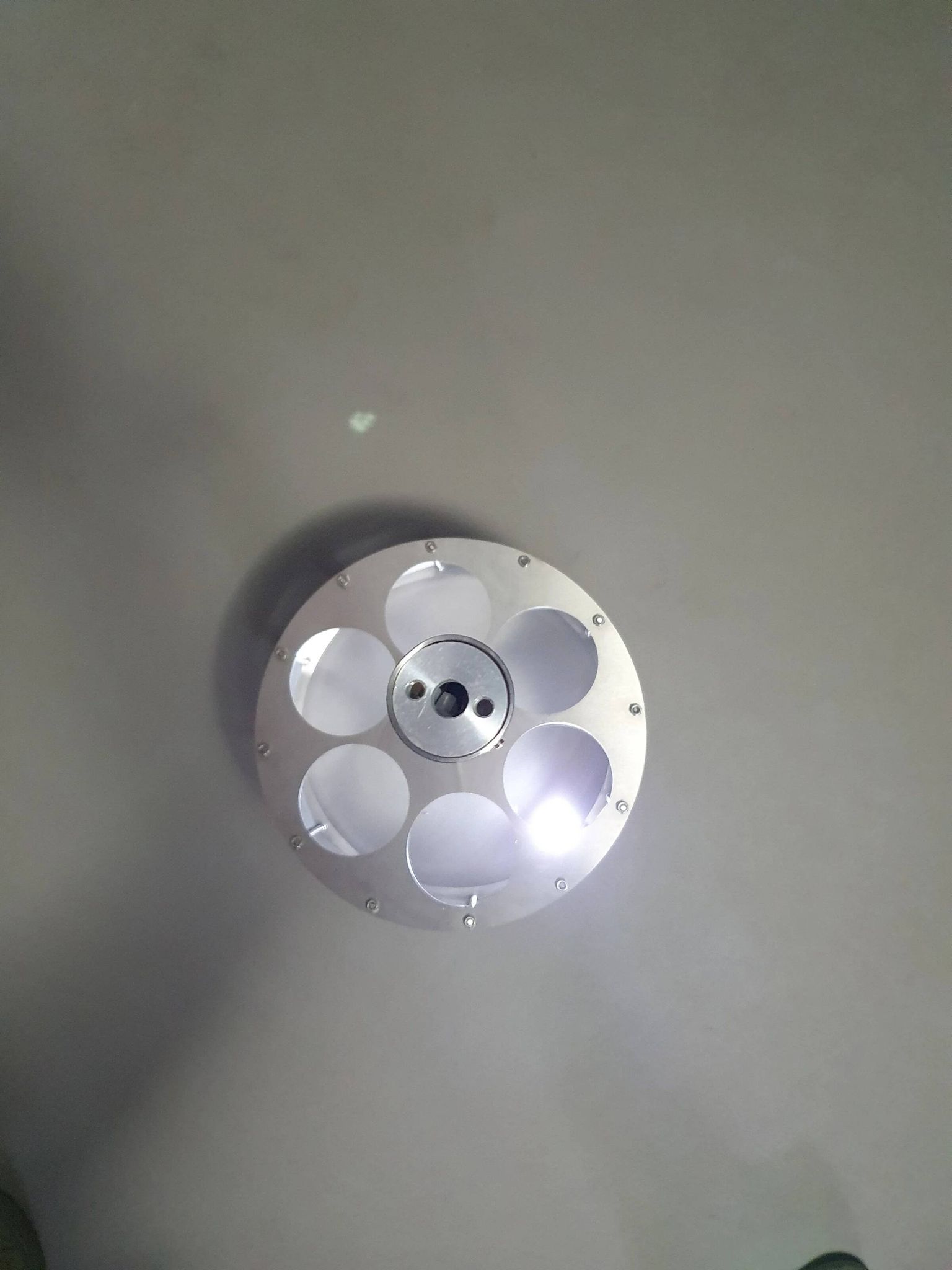 Lampe / suspension Adlumen très rare, câblée en inox