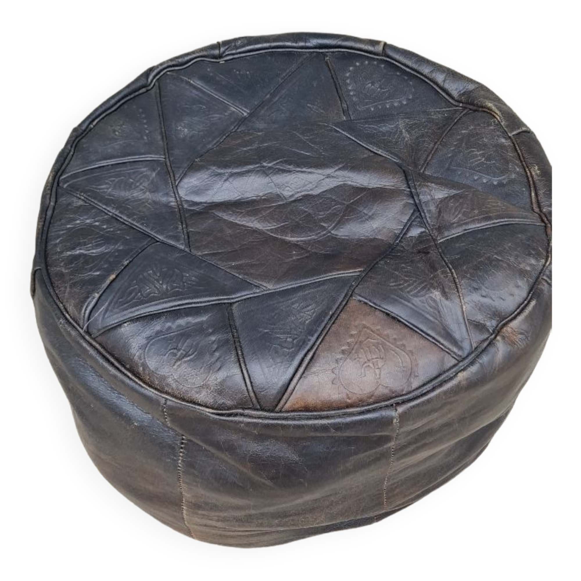 Pouf marocain en cuir 1960