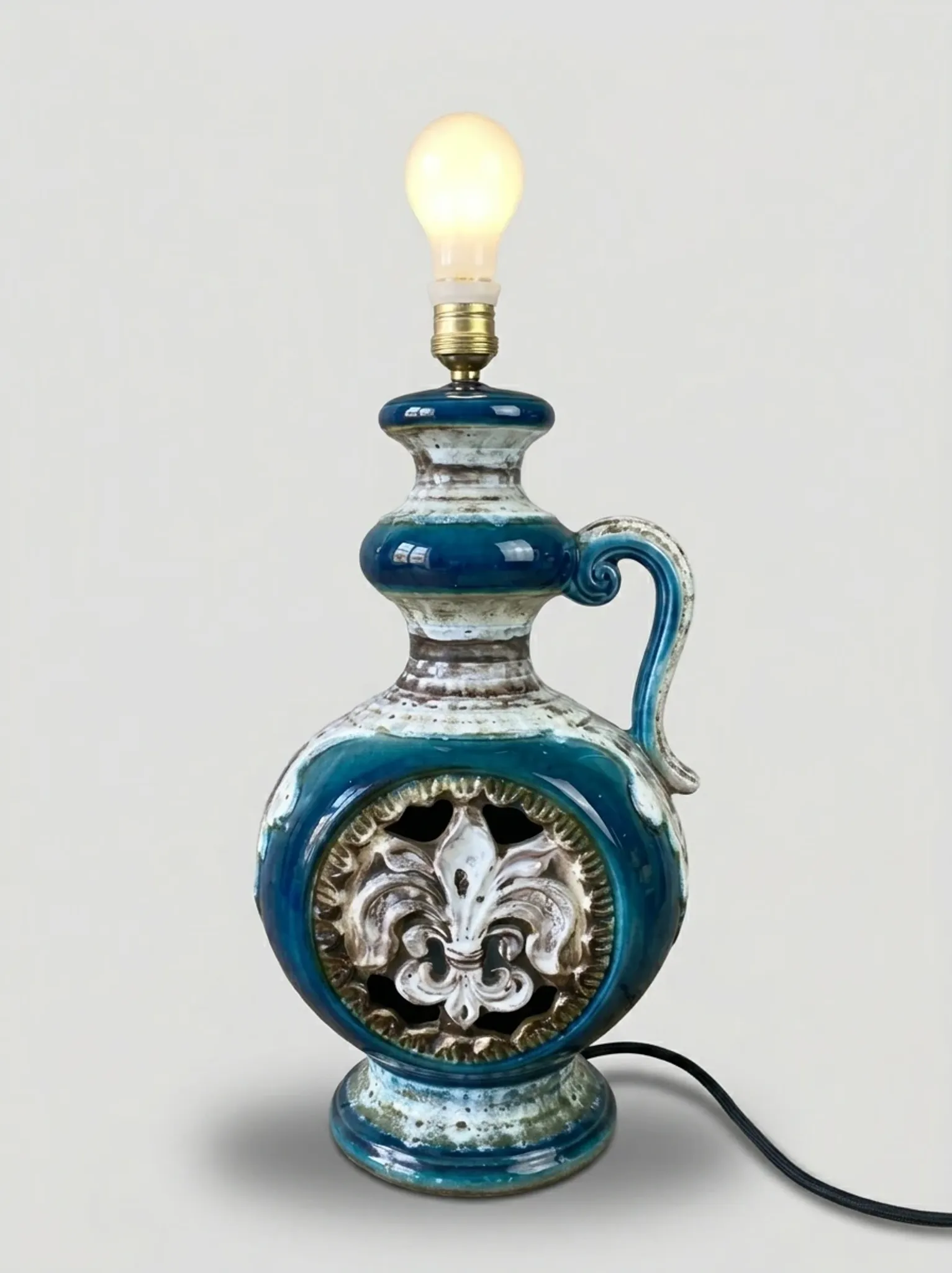 Vintage Glazed Ceramic Artistic Lamp (1960s/1970s)