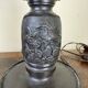 Japan Meiji period: Pair of patinated bronze candlesticks circa 1880