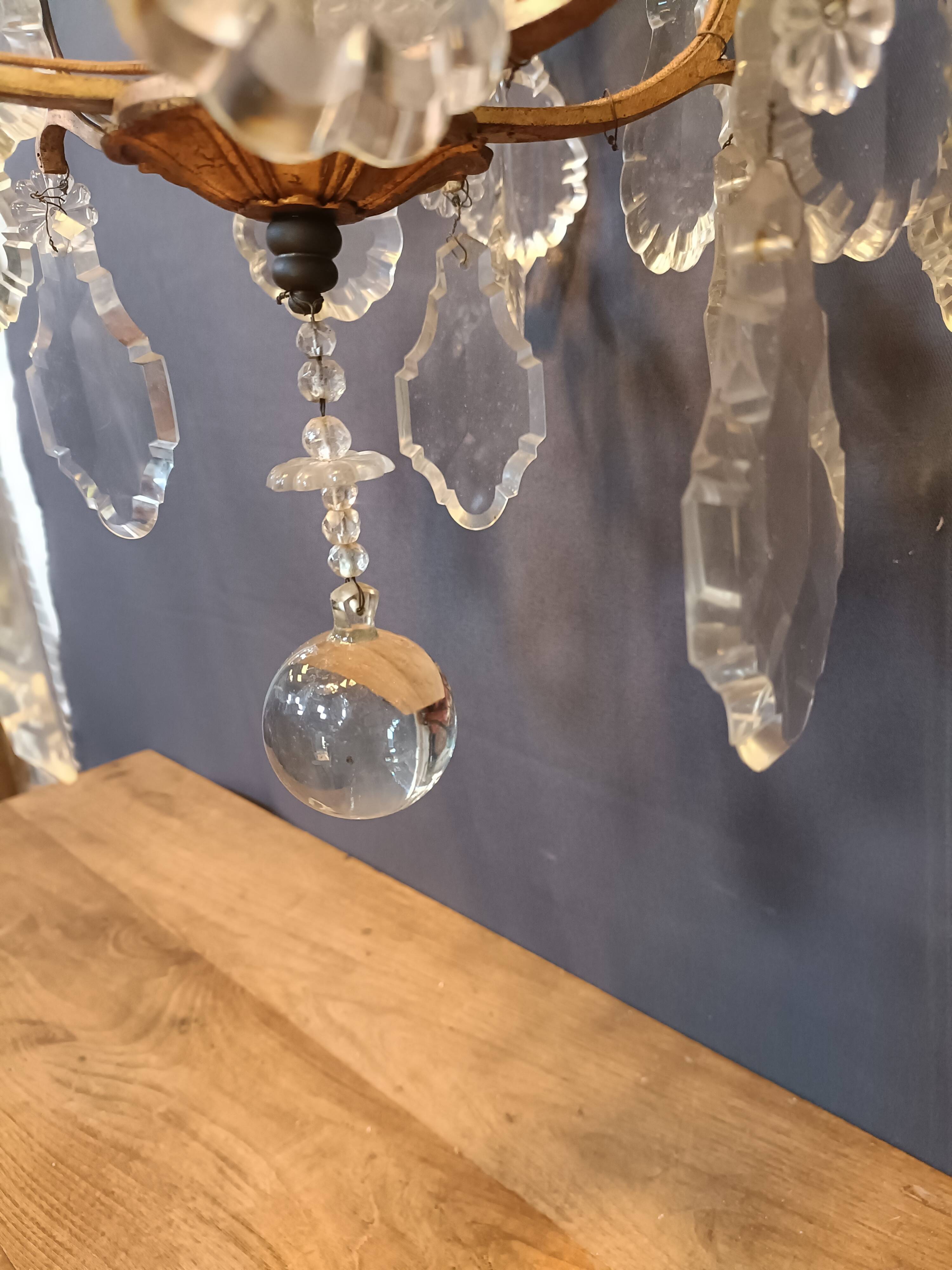 Crystal grapefruit chandelier, glass barrel