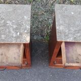 Art Deco oak and marble bedside tables