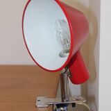 Adjustable clamp spotlight in red lacquered metal - vintage design