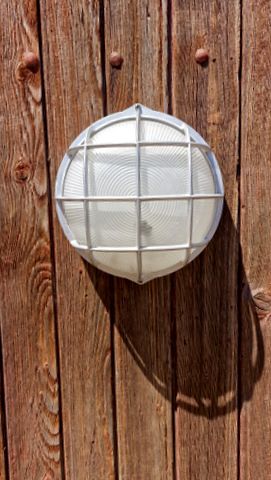 Pair of industrial wall lamps in brushed aluminum