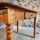 French vintage dining/desk table – oak and walnut – marble top – 1960s writing table with drawer