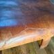 Antique gym bench in Havana leather and solid wood – 170 cm