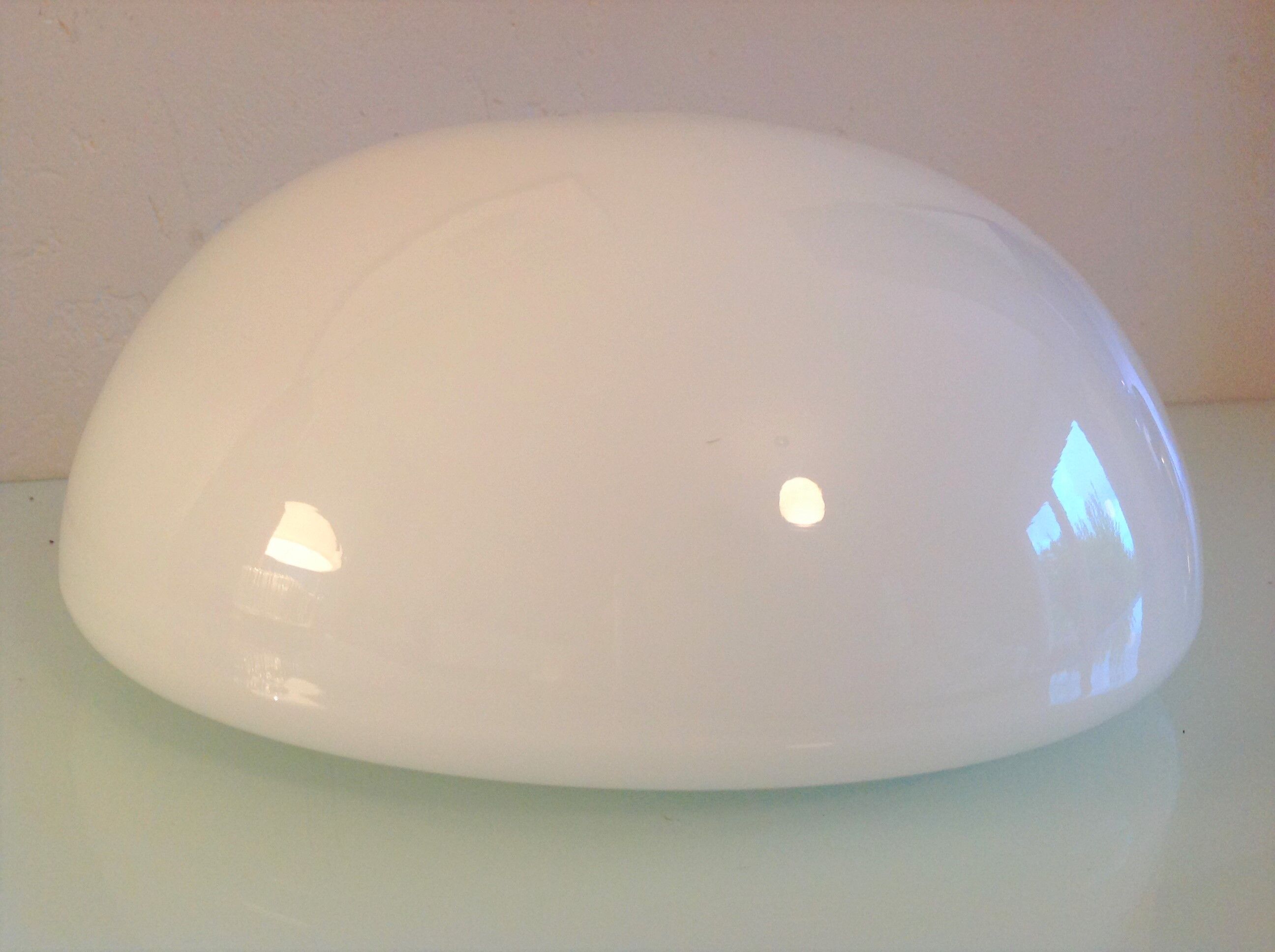 Half moon ceiling lamp in vintage white opaline 60/70s