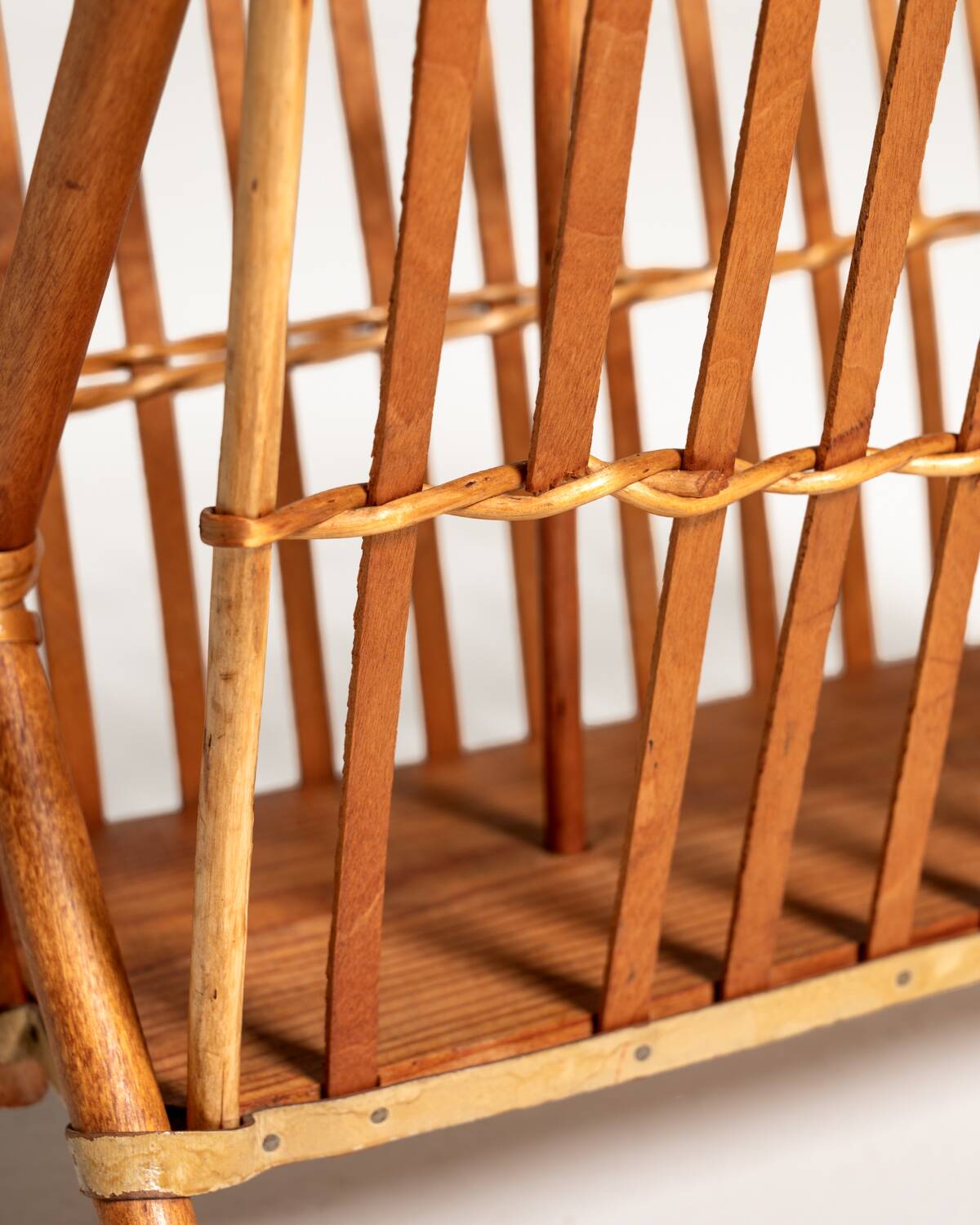 Bamboo and rattan magazine rack, Scandinavia, 1960s