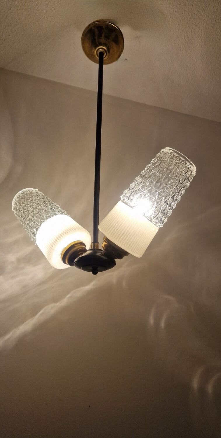 Chandelier 2 burners with chiseled glasses