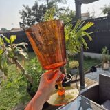 Vintage blown glass vase – orange bubble crystal – circa 1970