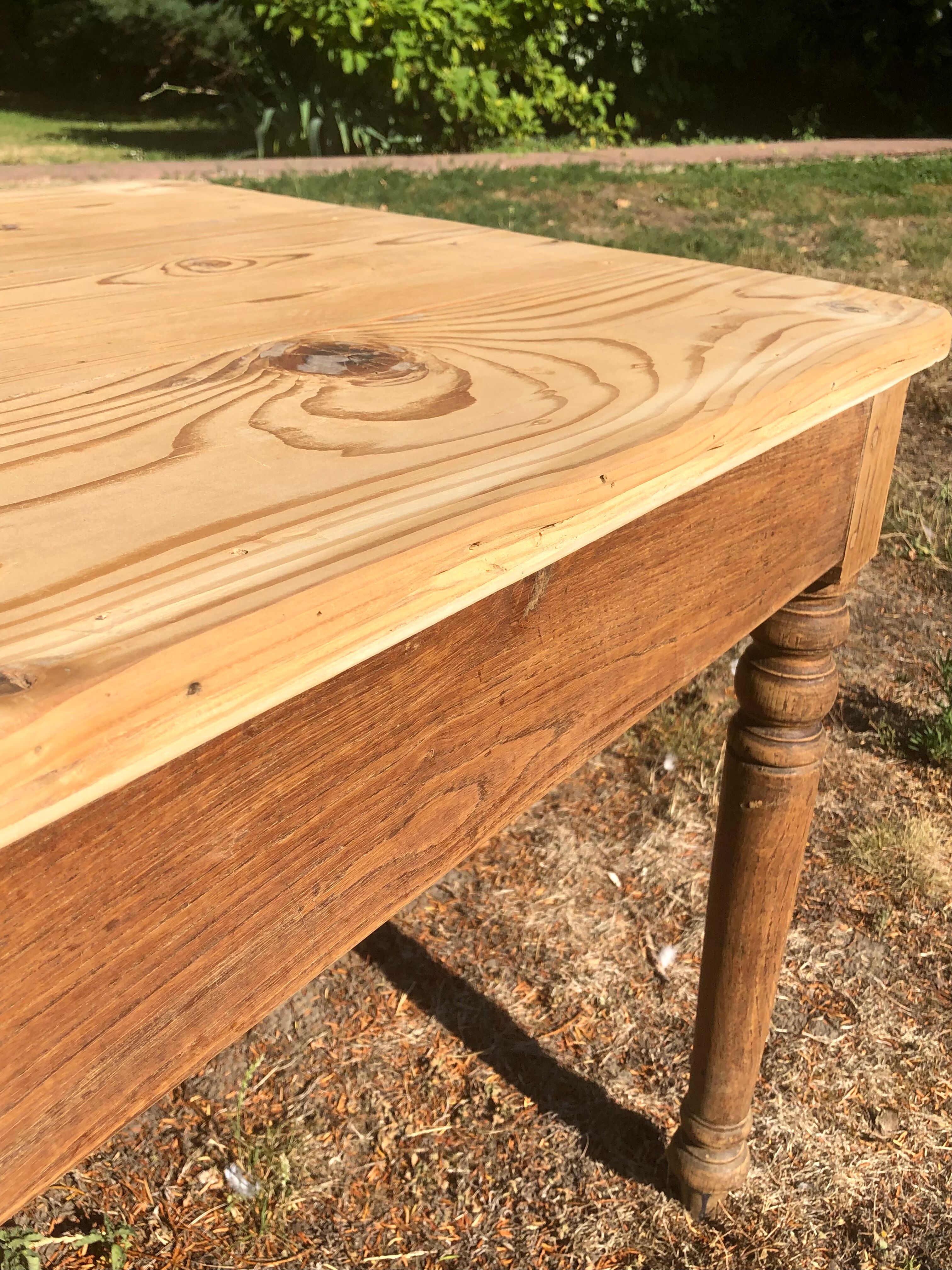 Farmhouse table made of natural wood