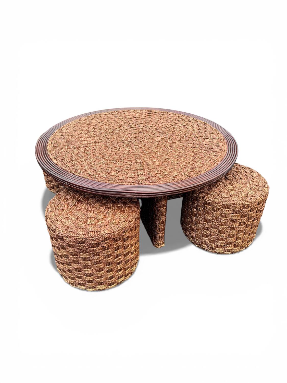 Coffee table and 4 stools in the style of Audoux & Minet.