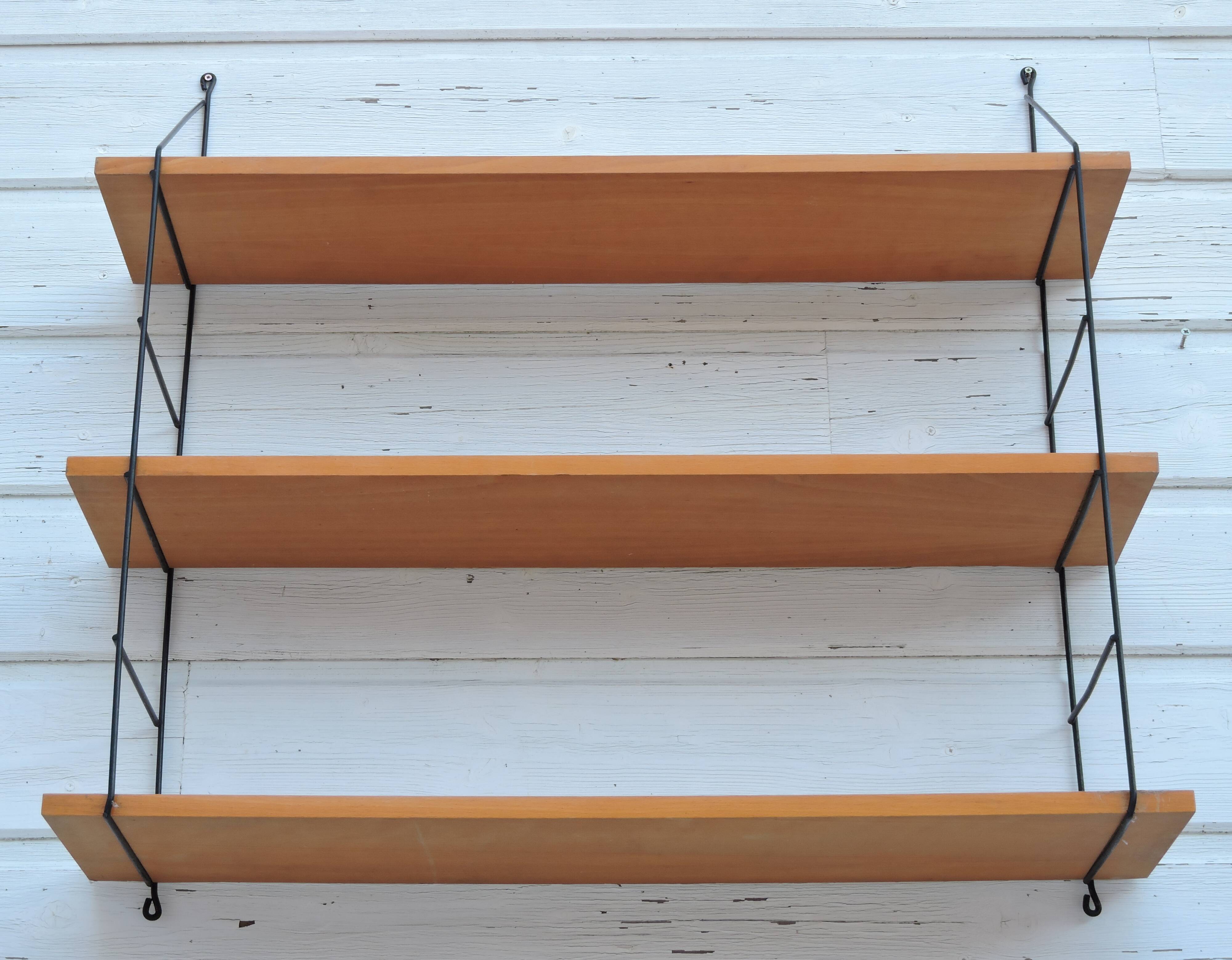 Wall shelf vintage wire and wood