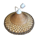 Suspension made of rattan, raffia and rope