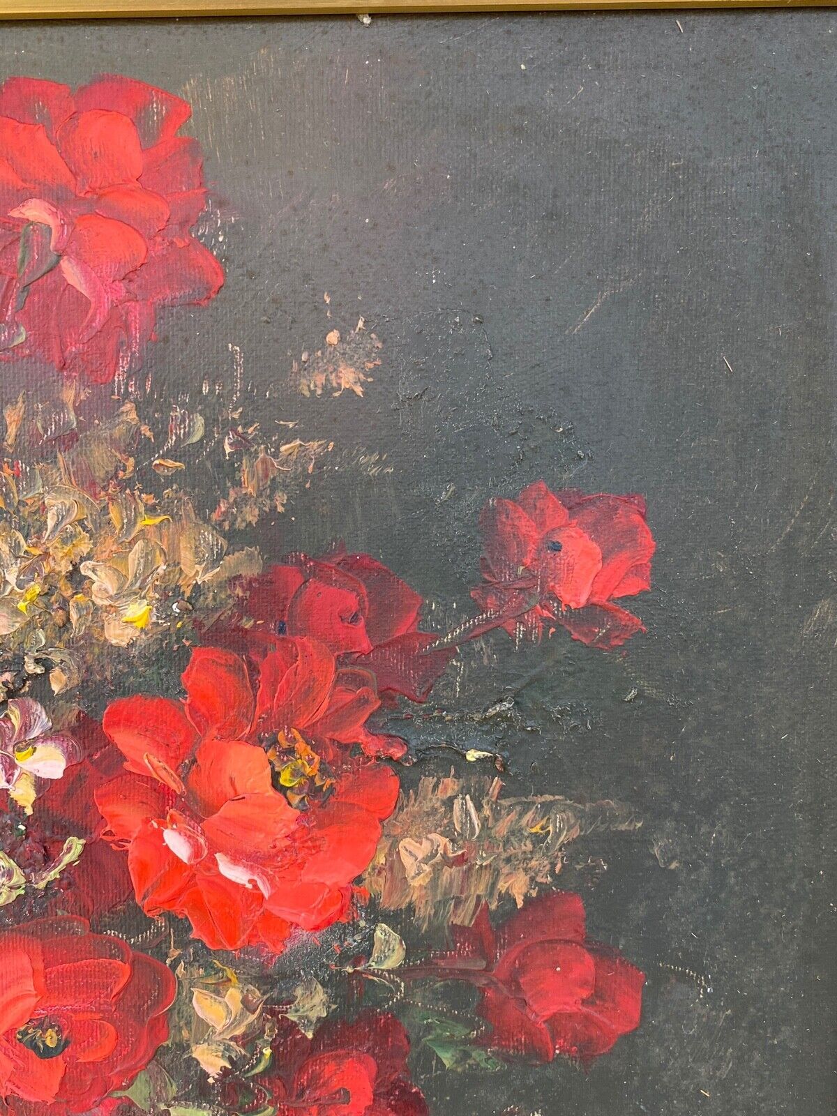 Oil on canvas bouquet of flowers by frederick still life golden frame
