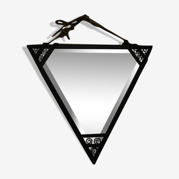 Miroir triangle art déco en fer forgé 50 cm