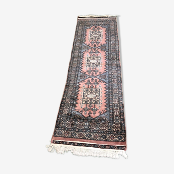 Tapis de couloir pakistanais fait main en laine et soie - 2m10x62cm