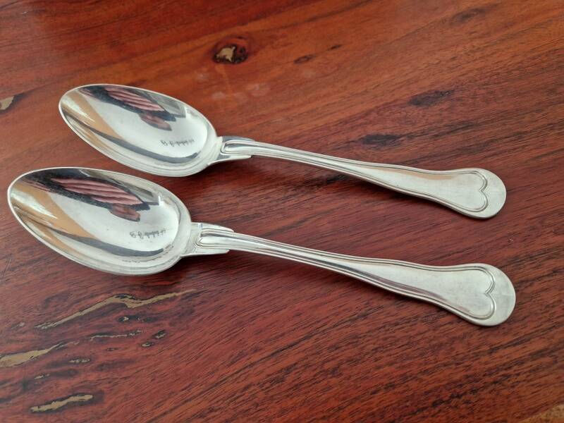 Christofle - Set of 2 table spoons, Chinon violin model, in silver-plated metal