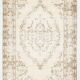 Tapis Vintage Turc Crème, Médaillon Floral, Style Shabby Chic, 150x250Cm