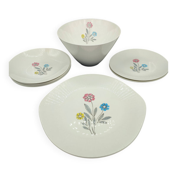 Lot 8 pièces Vaisselle Vintage Céranord Saint-Amand Aster Années 50-60