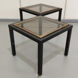 Pair black and gold side tables