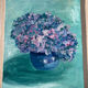Tableau peinture à l’huile fleurs hortensias bleu