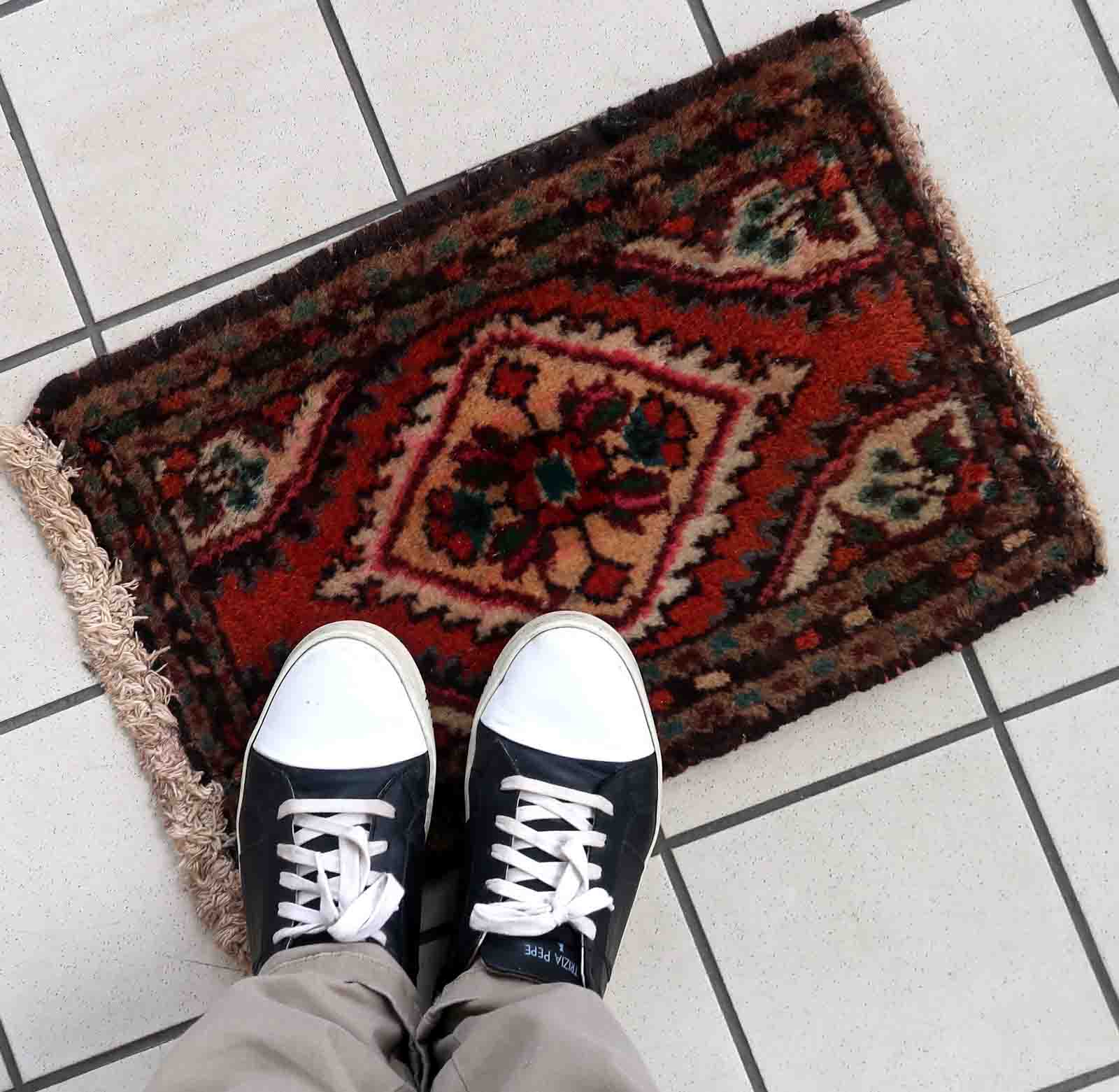 Vintage persian carpet hamadan handmade 35cm x 53cm 1970s