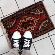 Vintage persian carpet hamadan handmade 35cm x 53cm 1970s