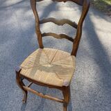 4 wooden country straw chairs