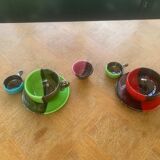 Breakfast service, two-tone glazed ceramic, vintage 1950