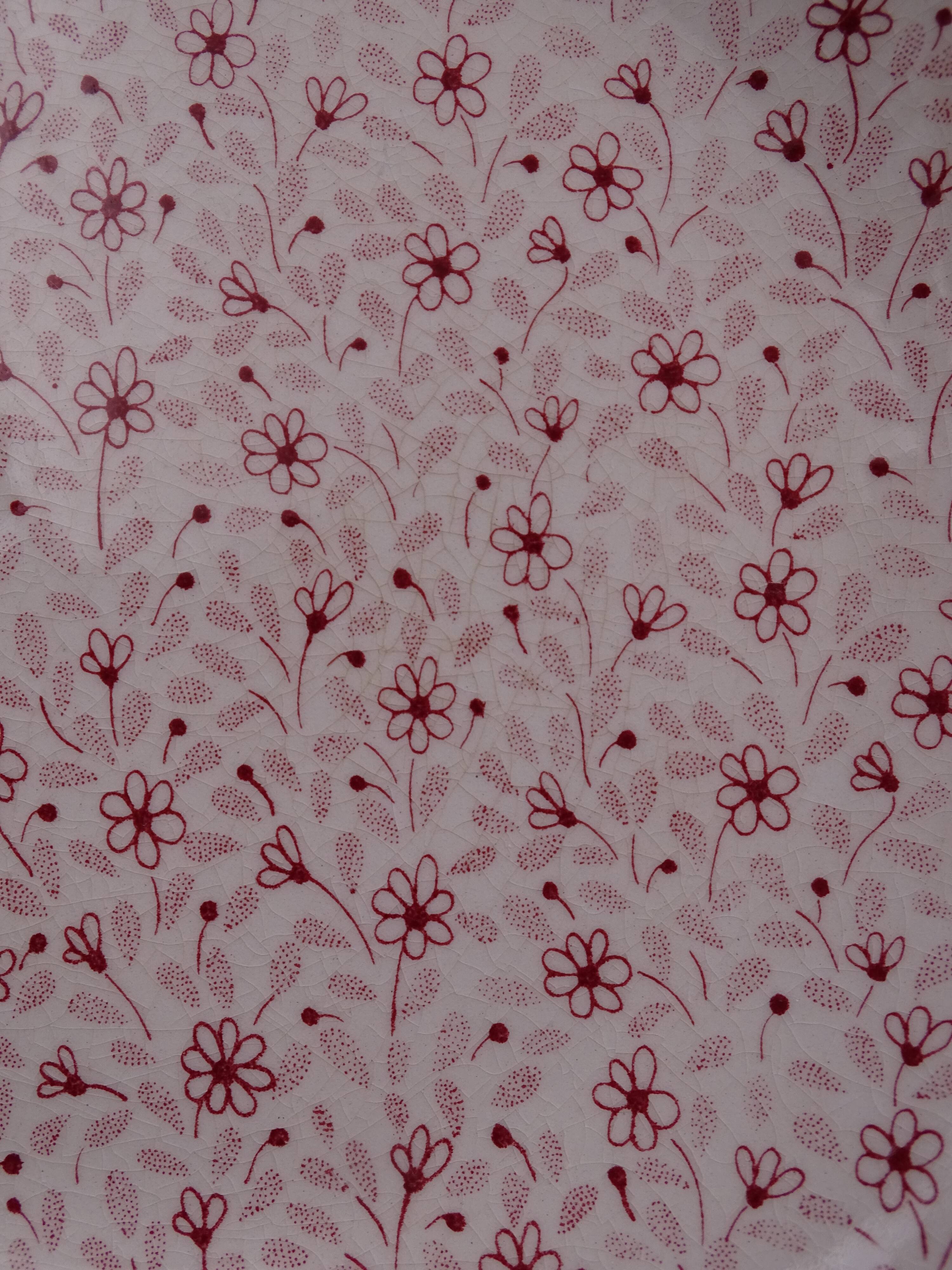 Set of 9 dessert plates in earthenware of Sarreguemines - Décor of pink flowers - 1970