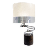 Lampe de table en métal et cuir, milieu XXème