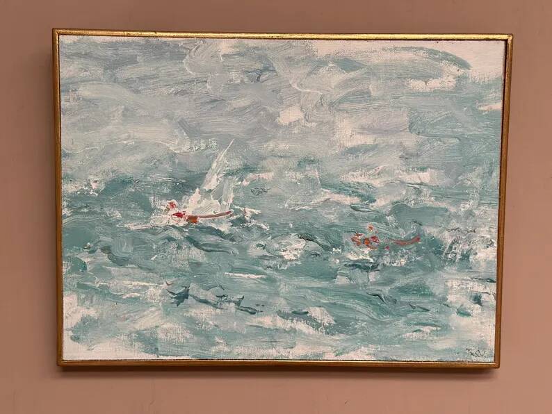 Original Swedish Oil on Panel – “Abstract” by T. Wahlström– Vintage & Framed – 40 × 30 cm (15.7" × 11.8")
