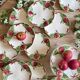 Antique barbotine service with Choisy le Roi apple decorations