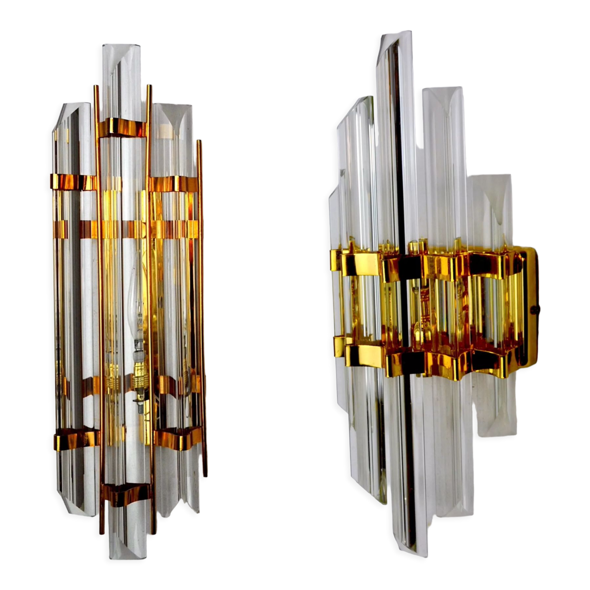 Duo of wall lamps Venini glass from Murano Italy 1970