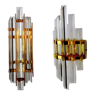Duo of wall lamps Venini glass from Murano Italy 1970
