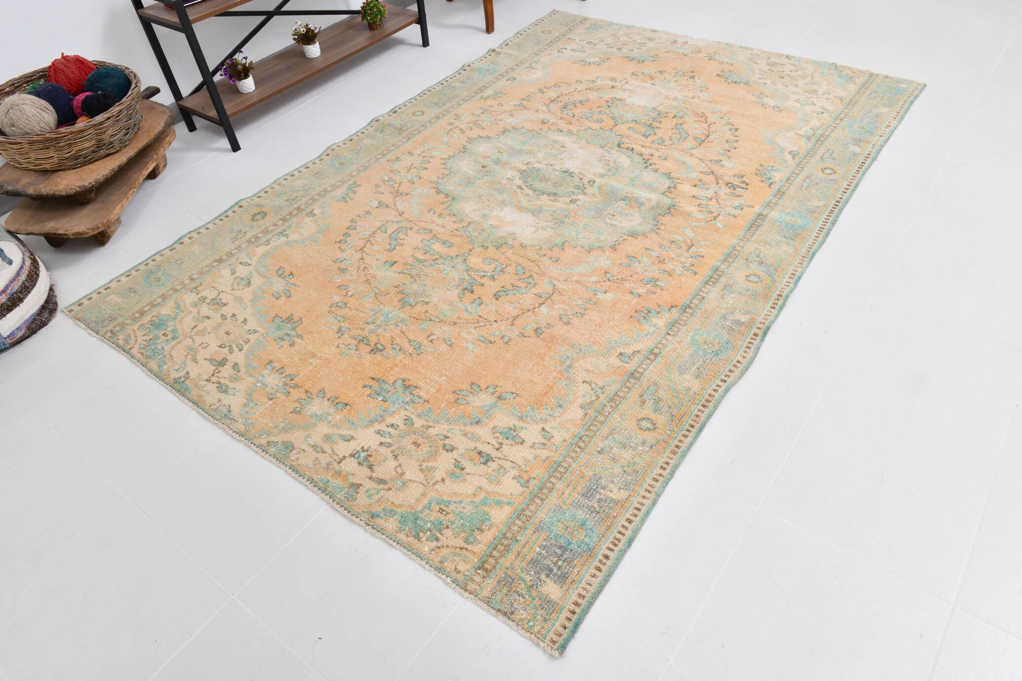 6x9 Pale Orange Oriental Vintage Rug 182x270Cm SK 21429